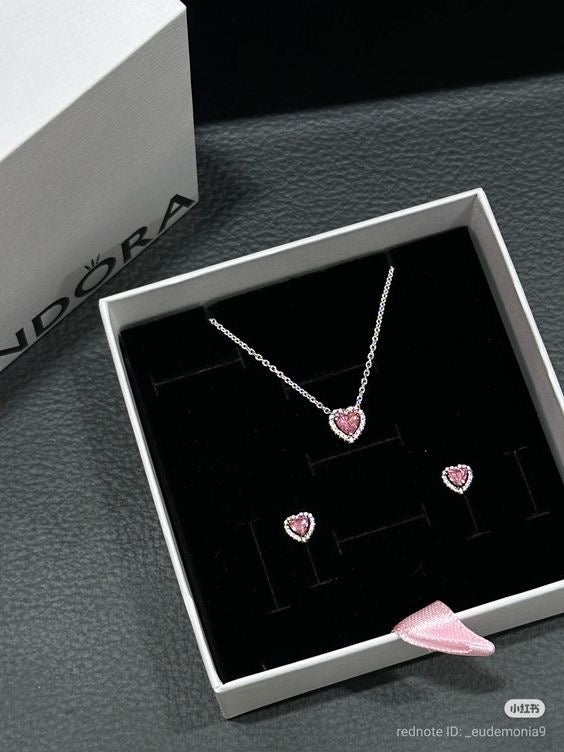Heart Pink cristal set