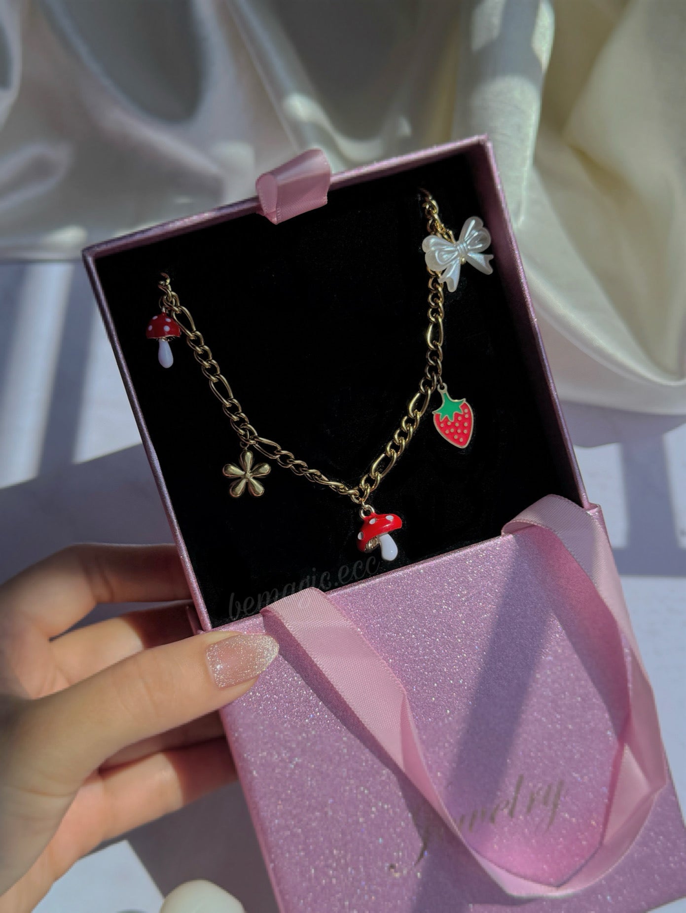 Charm Collar Mushroom Vibes 🍄🍓🎀🌸