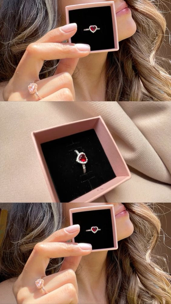 Anillo promesa Heart Red ajustable