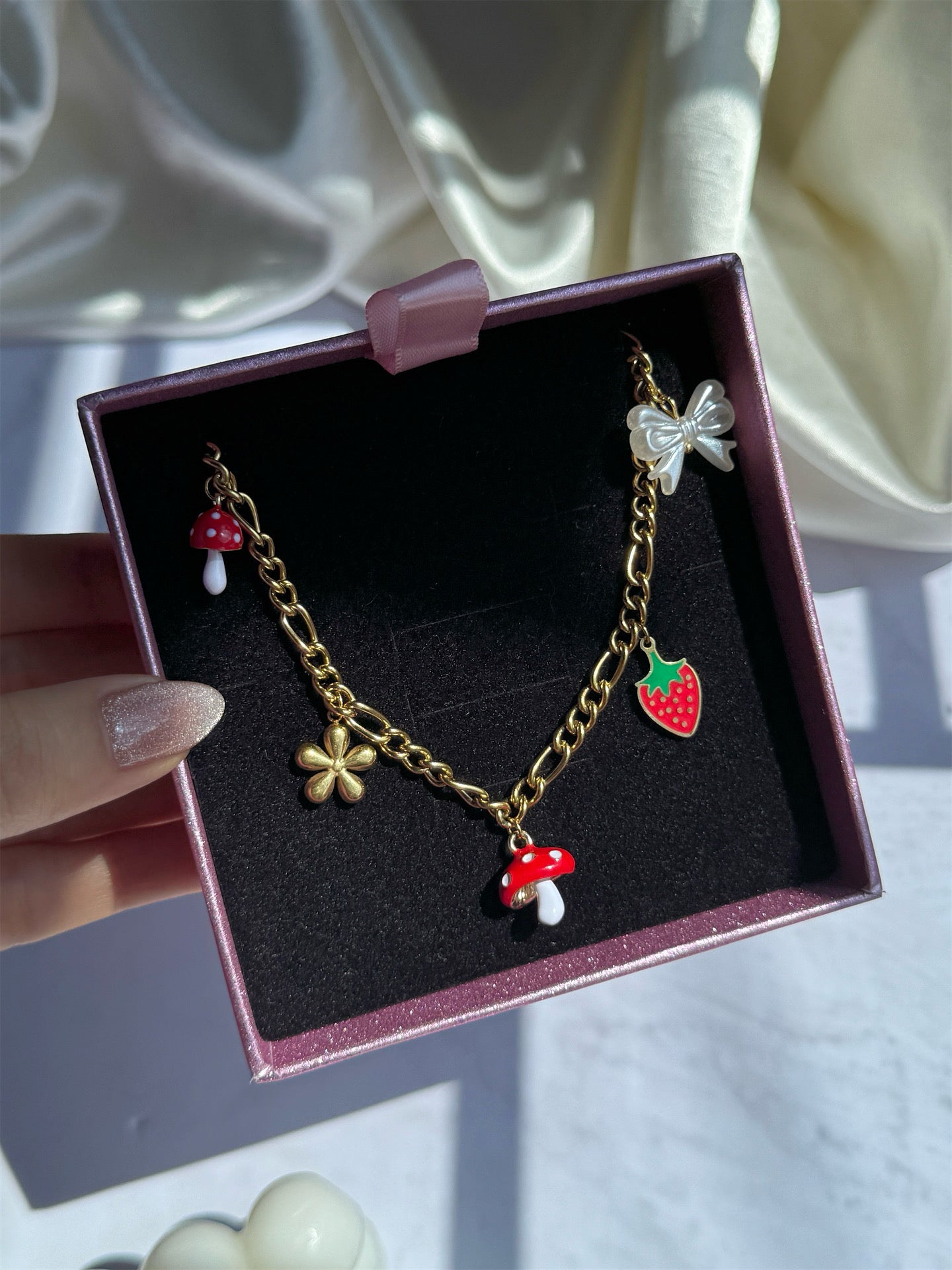 Charm Collar Mushroom Vibes 🍄🍓🎀🌸
