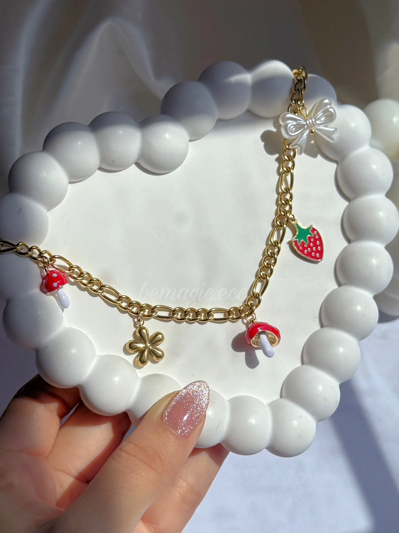 Charm Collar Mushroom Vibes 🍄🍓🎀🌸