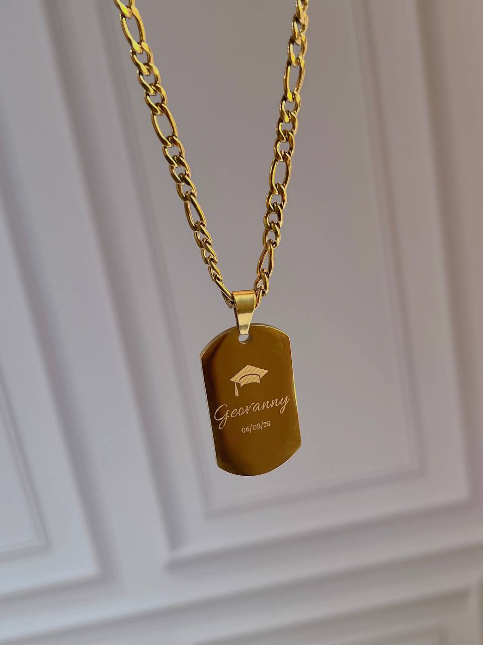 Cadena "Mi Grado" Rectangular Dorado/Plateado 20x40mm
