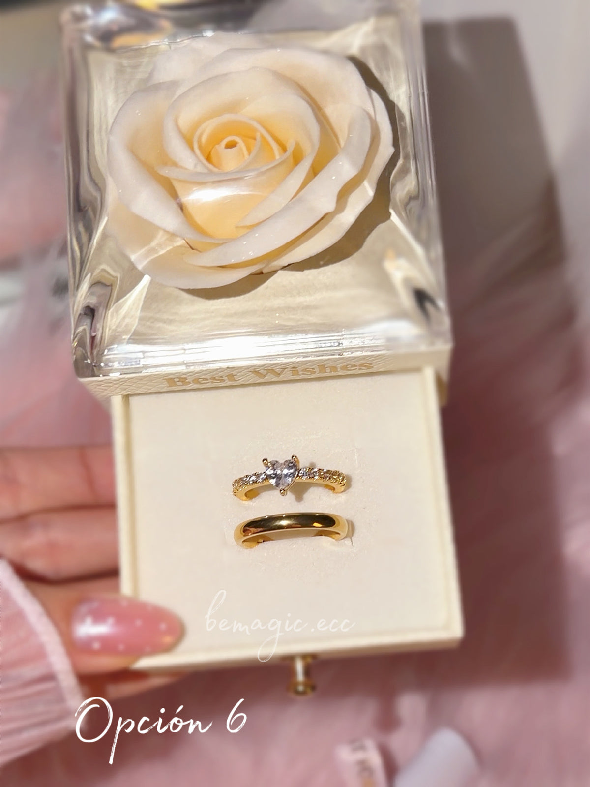 Anillos promesa + cofre flor eterna 💍🤍