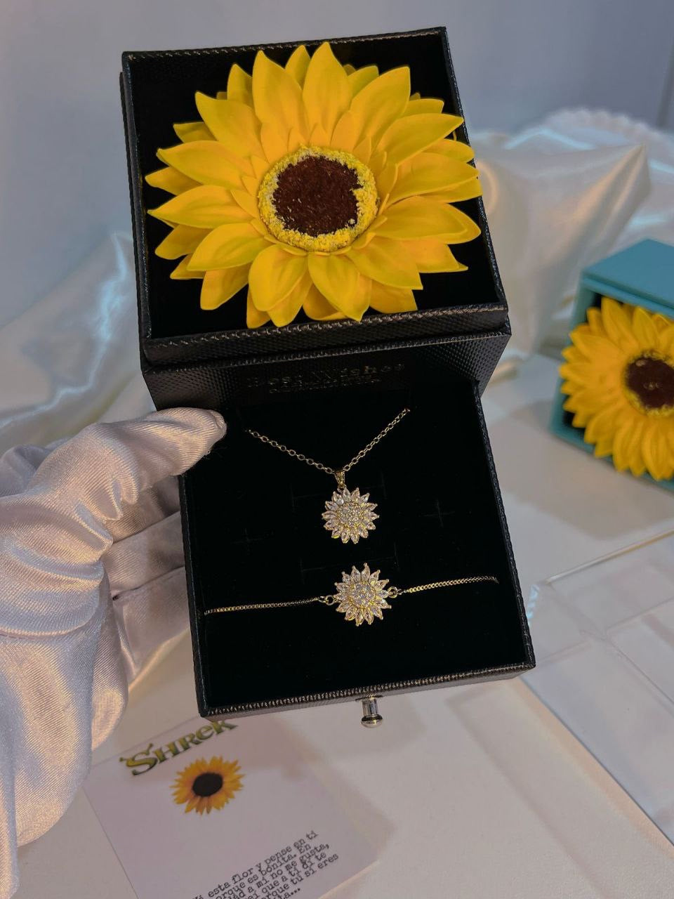 Flores amarillas/ Set+ Cofre de girasol eterno Florencia (Antientrés) 🌻💓