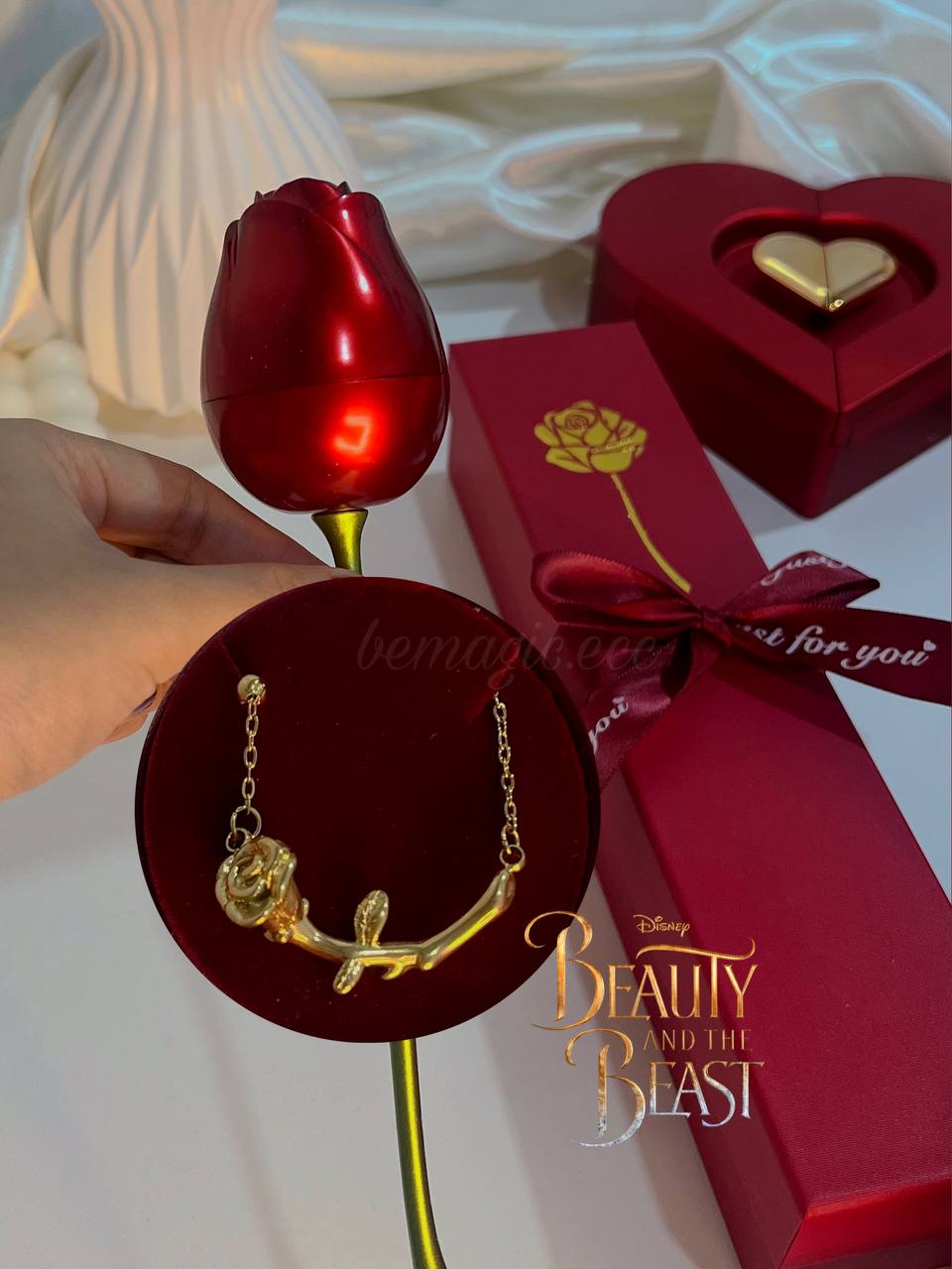 Set Bella y Bestia en cofre de rosa eterna 🌹❤️