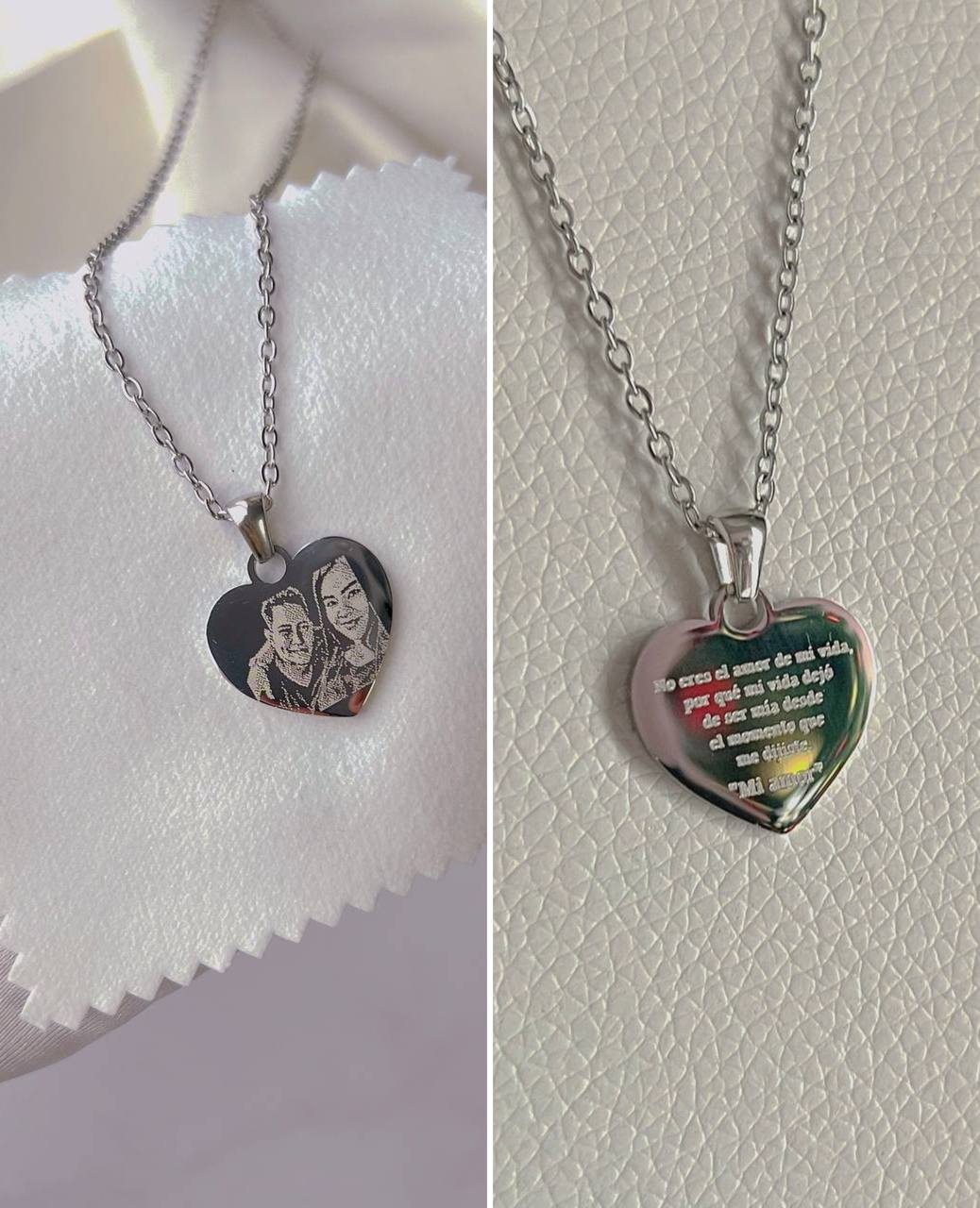 Collar fotograbado con medalla corazón 20mm unisex