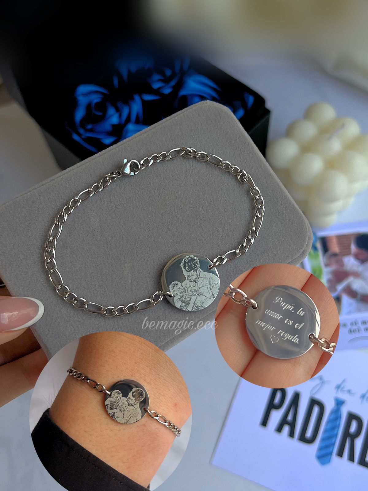 Brazalete fotograbado para Papá 🔗💙