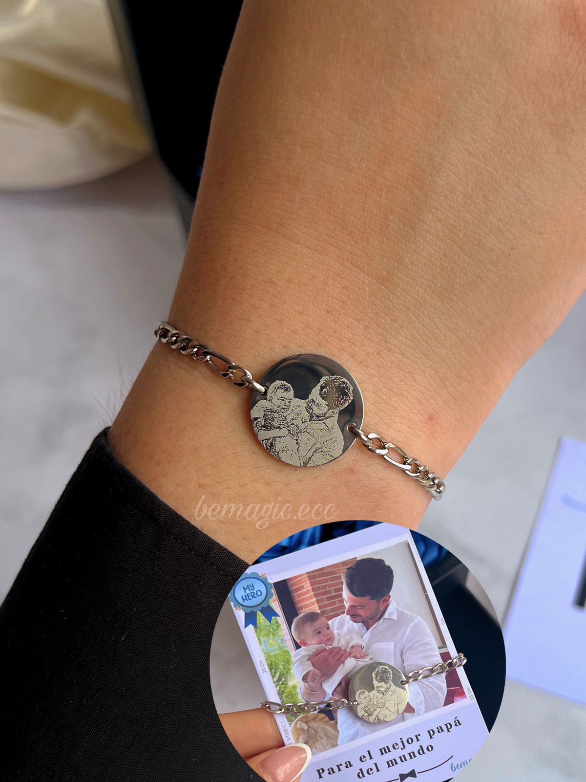 Brazalete fotograbado para Papá 🔗💙
