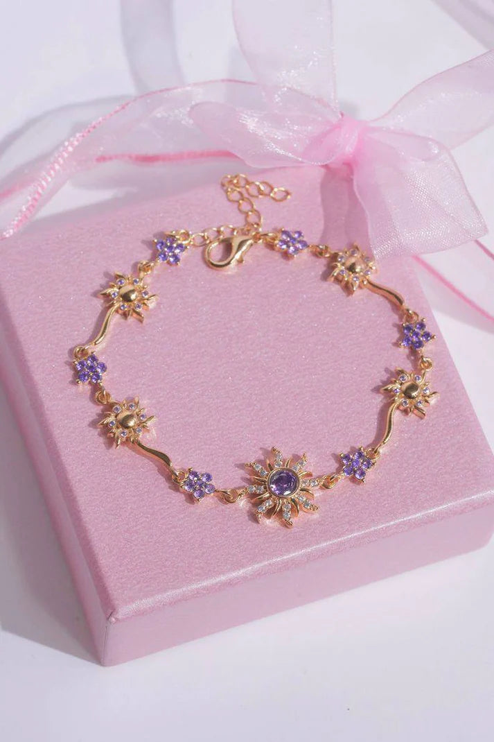 Brazalete Princesa Girasol Morado – Lujo Ligero que Encanta🌟