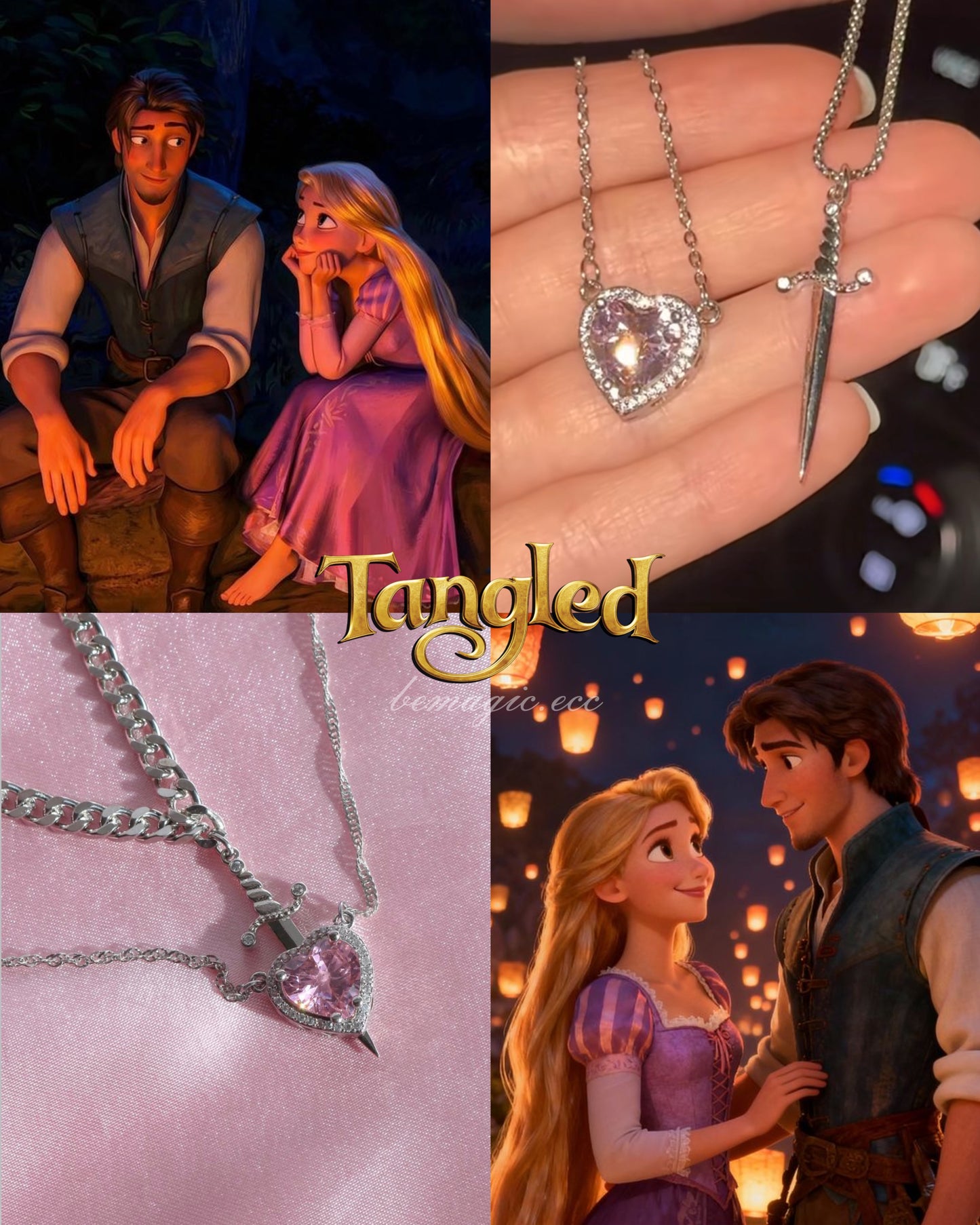 Collares corazón y espada Rapunzel/ enredados💘