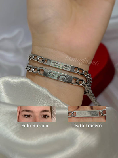 Brazaletes fotograbados plateados