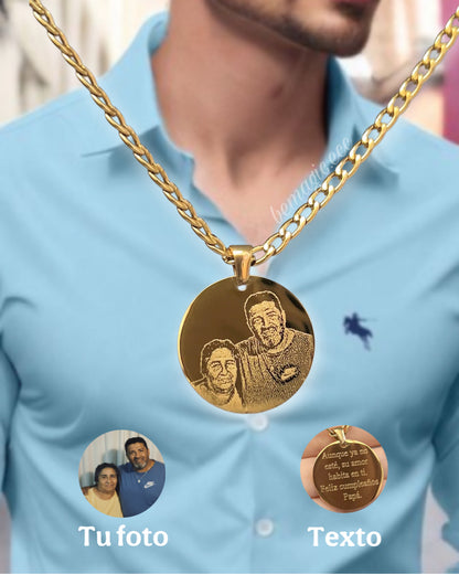 Collar fotograbado medalla redonda 25mm
