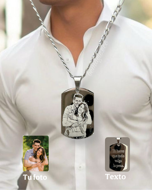 Collar fotograbado medalla militar 30mm alto x 20 mm