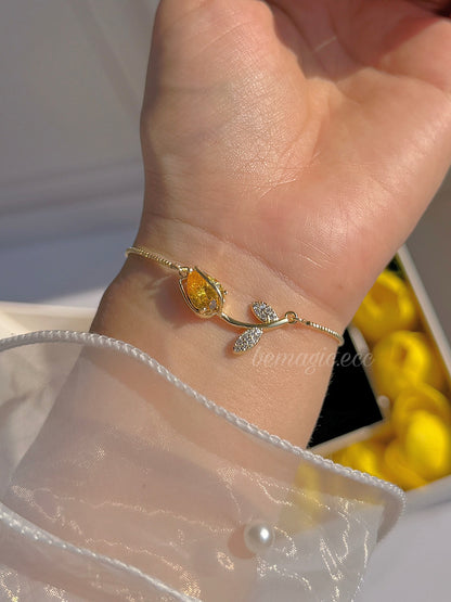 Brazalete ajustable tulipán amarillo 🌷💛