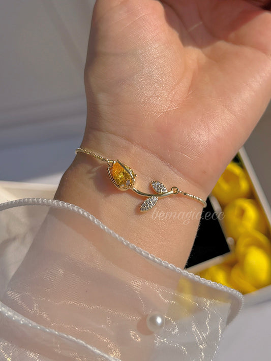 Brazalete ajustable tulipán amarillo 🌷💛