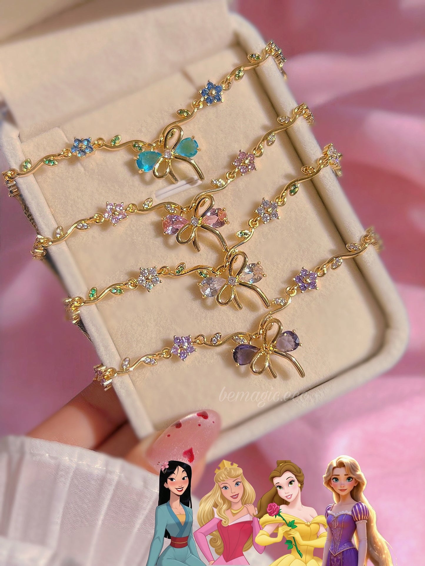 Collar Lazo Floral Princesas Disney 🌸🩵💕👑