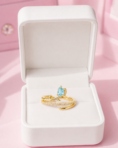 Anillo Tulipán Celeste 🩵💍🌷