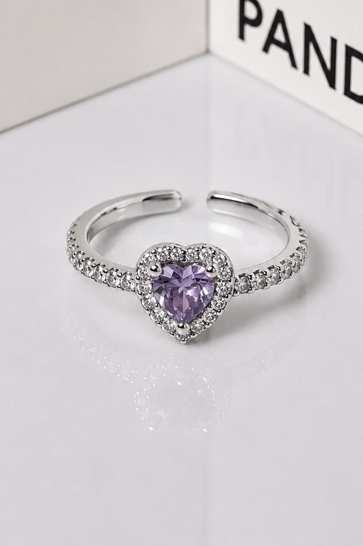 Anillo promesa  Corazón Lila 💜 ajustable