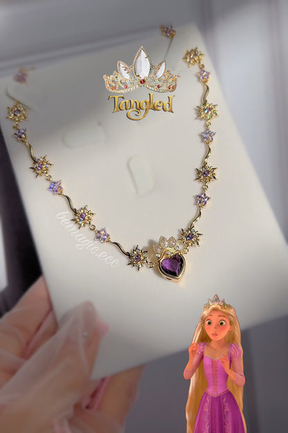 Collar Floral Corona de Rapunzel Morado  🌸💜