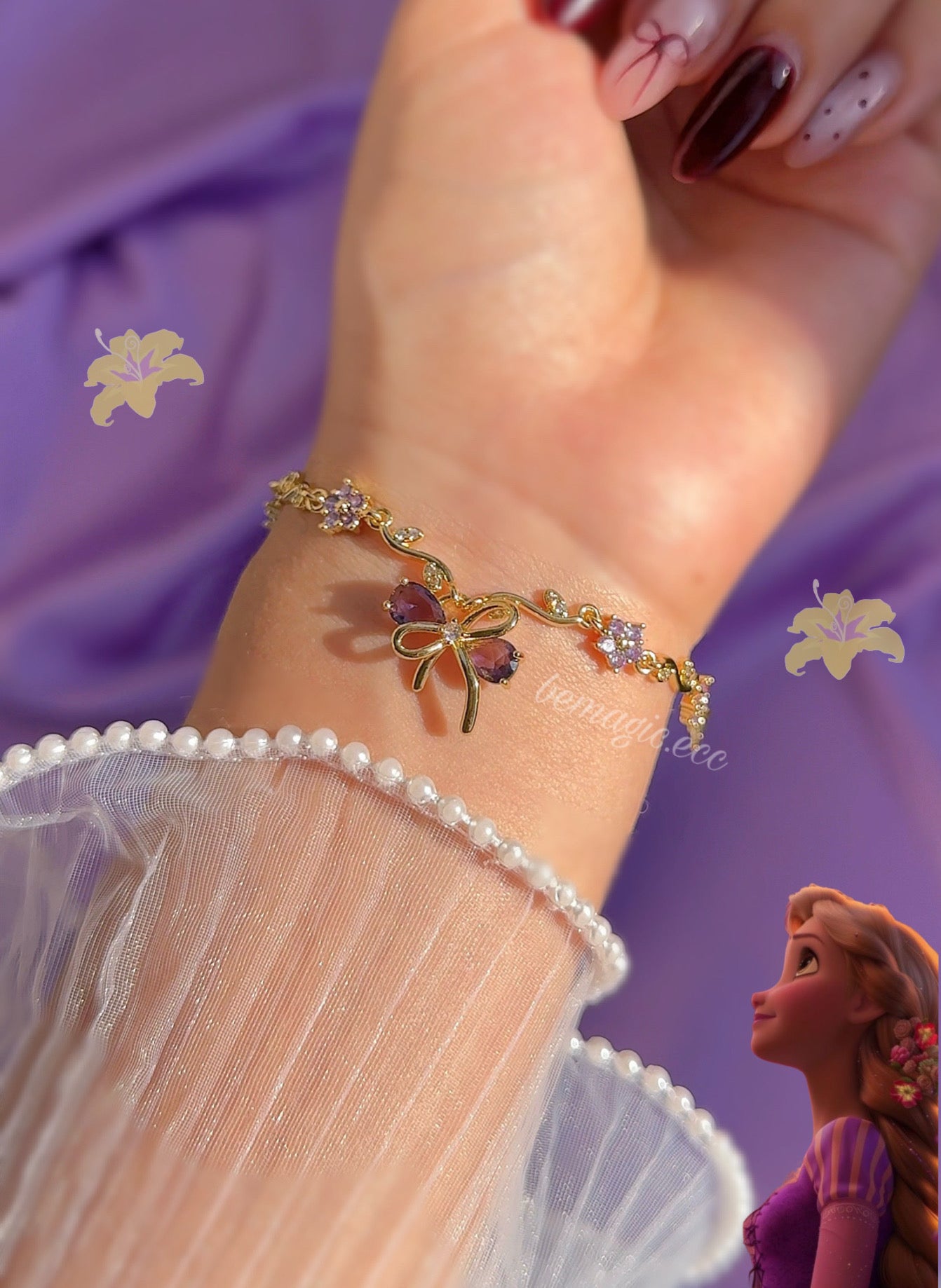 Brazalete lazo Rapunzel 💜🎀