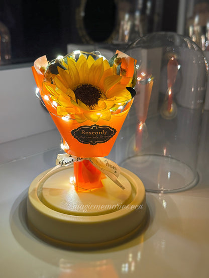 Ramo de Girasol eterno 🌻 lámpara con luces