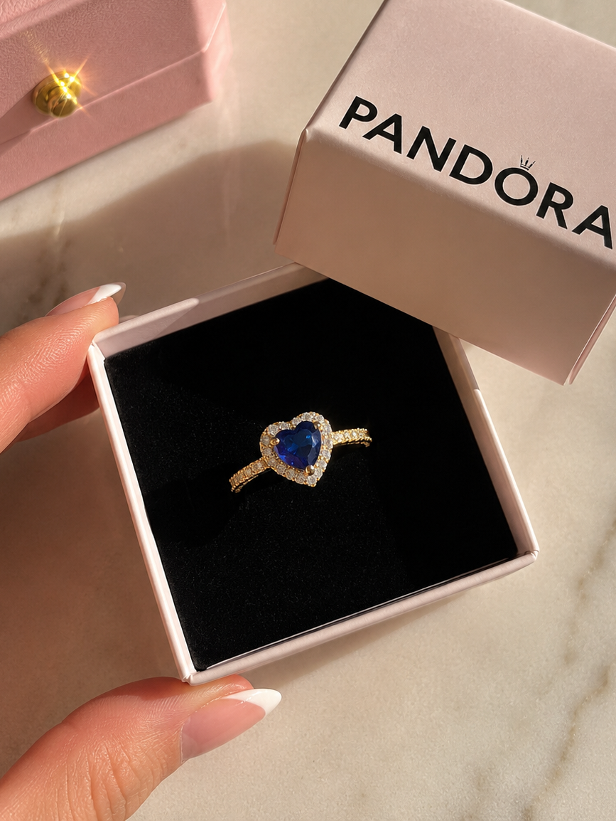 Anillo promesa Corazón azul