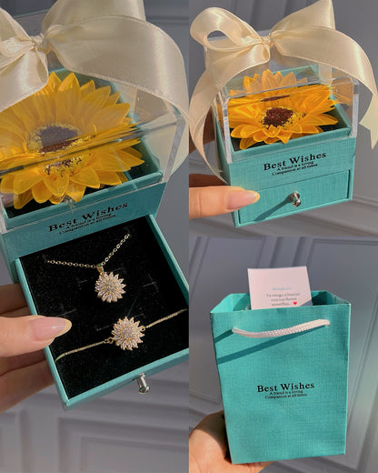 Flores amarillas/ Set+ Cofre de girasol eterno Florencia (Antientrés) 🌻💓