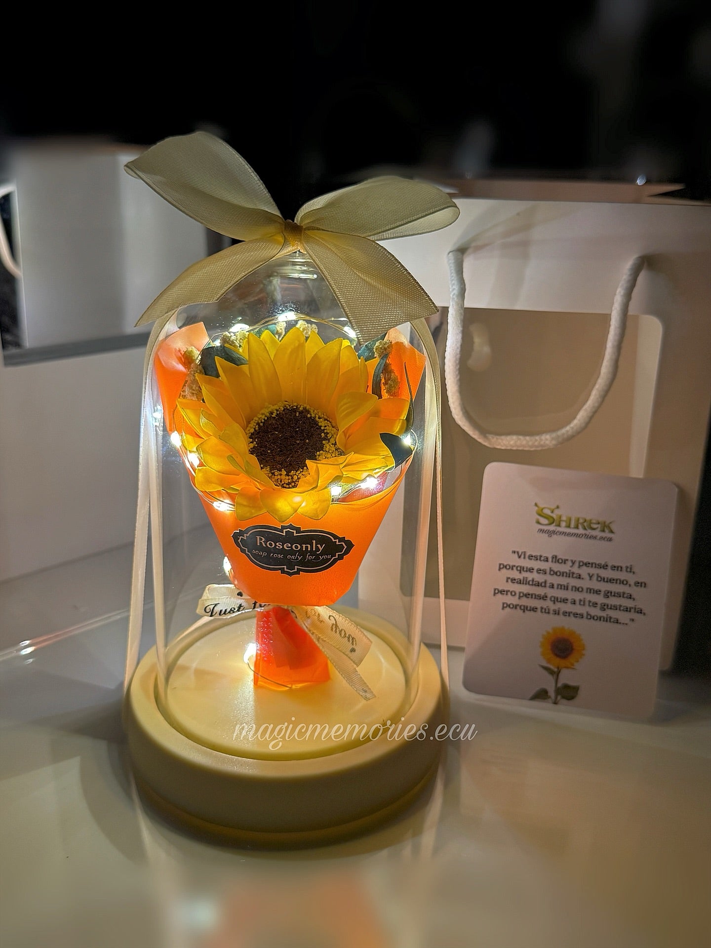 Ramo de Girasol eterno 🌻 lámpara con luces