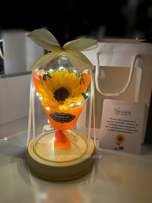 Ramo de Girasol eterno 🌻 lámpara con luces