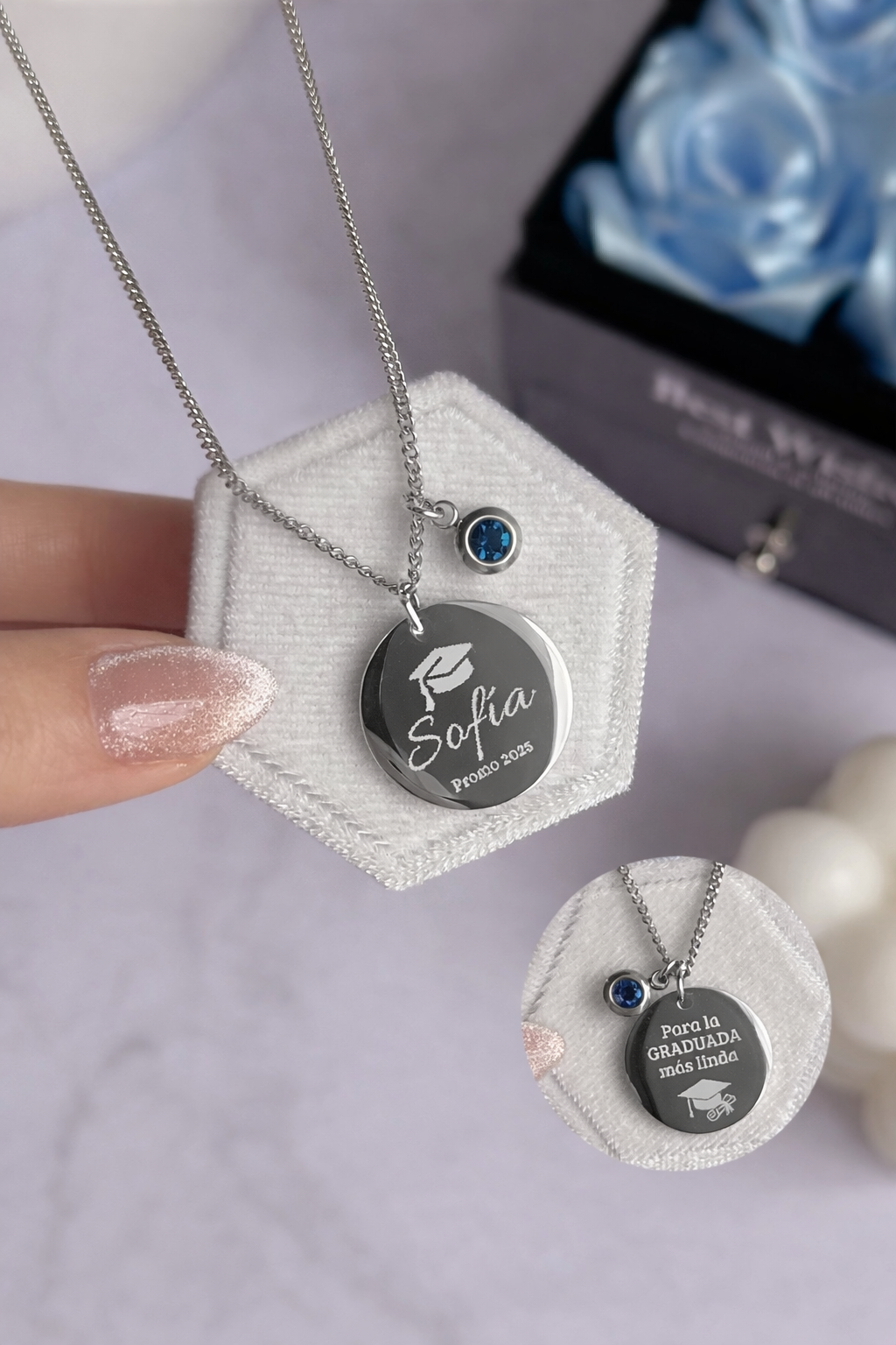 Prom Queen 🩵👑 👩🏻‍🎓 Collar Graduada – Edición Clásica