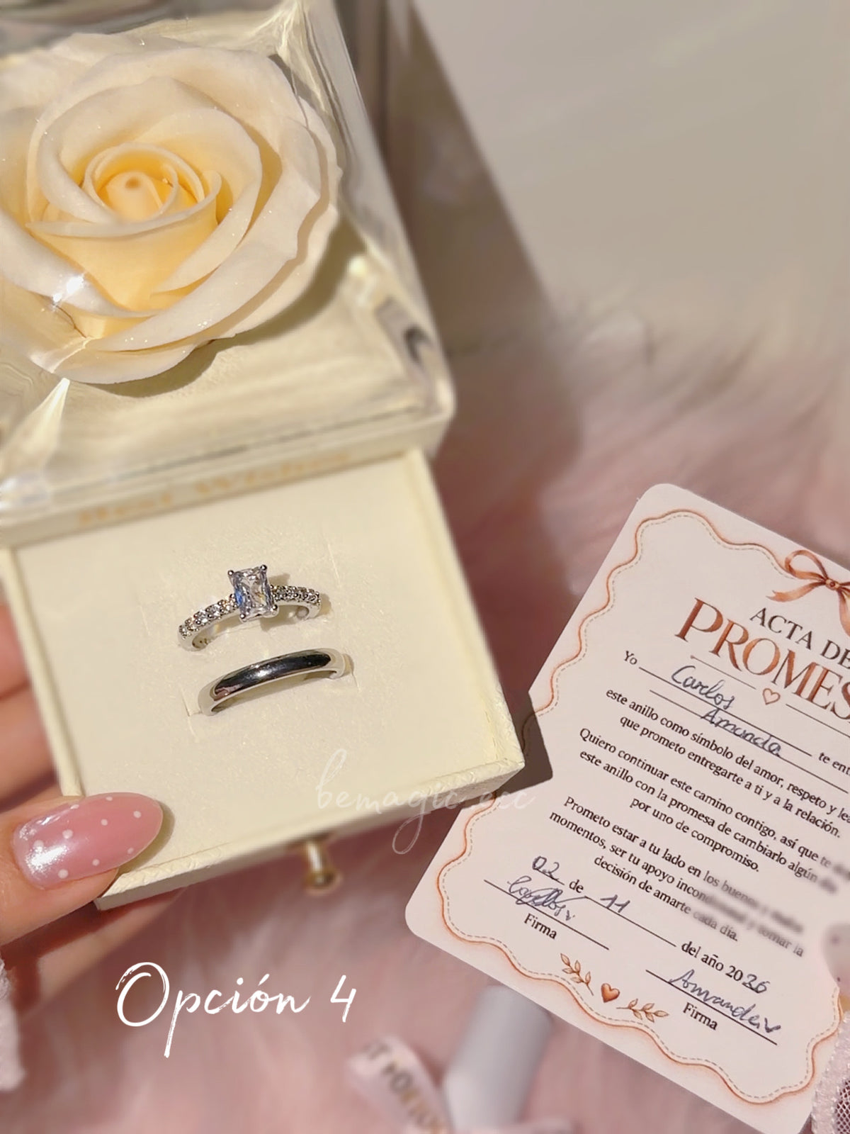 Anillos promesa + cofre flor eterna 💍🤍