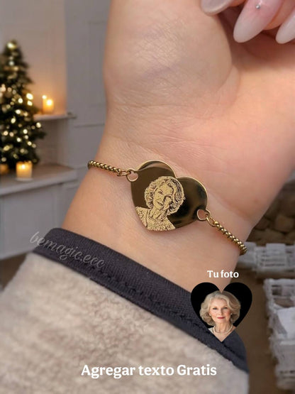 Brazalete fotograbado corazón Detalle Navidad 🎀🎄- ENVÍO GRATIS