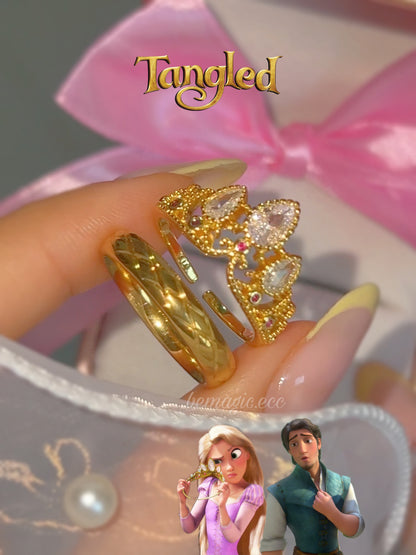 Set anillos promesa Corona Rapunzel 💖