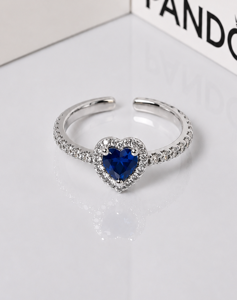 Anillo promesa Corazón azul