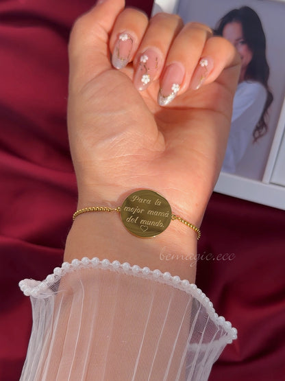 Mommy loves set , brazalete fotograbado en cofre rosa eterna 🤍🌹