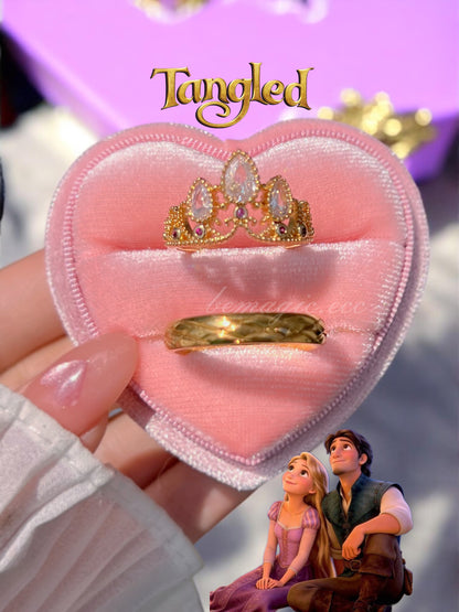 Set anillos promesa Corona Rapunzel 💖