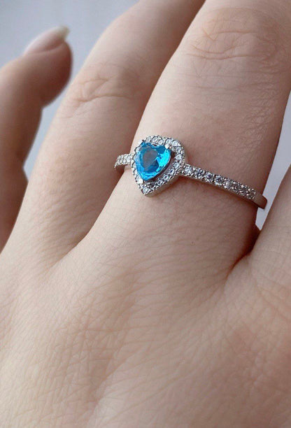 Anillo Corazón celeste🩵 Plata 925