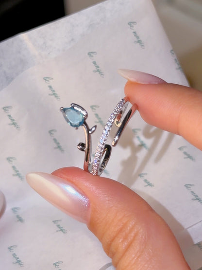 Anillo Tulipán Celeste 🩵💍🌷