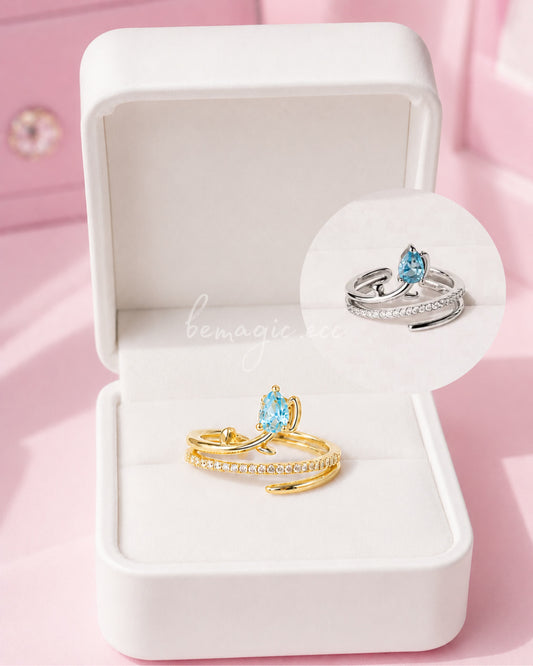 Anillo Tulipán Celeste 🩵💍🌷