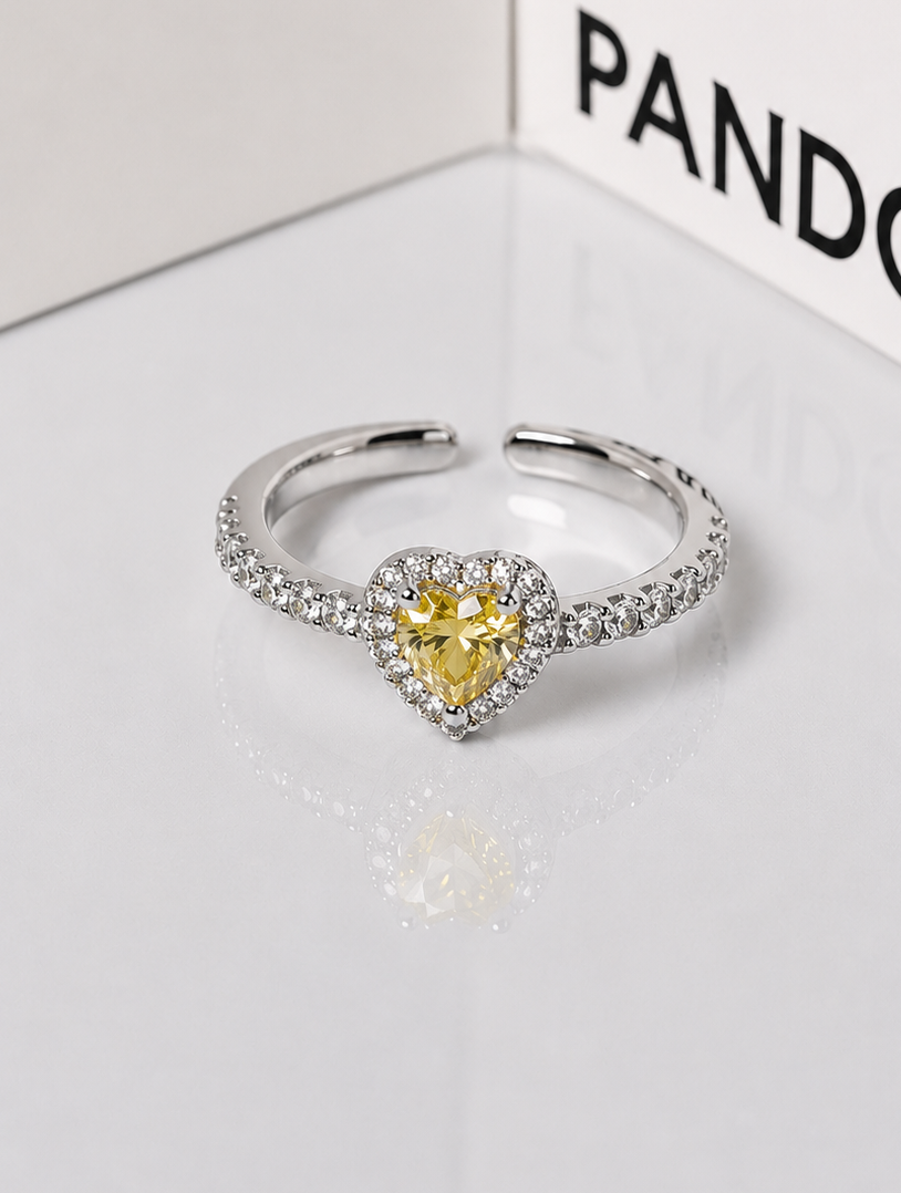 Anillo promesa ajustable corazón amarillo 💛