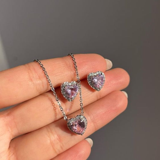 Heart Pink cristal set