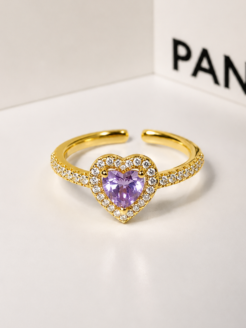 Anillo promesa  Corazón Lila 💜 ajustable