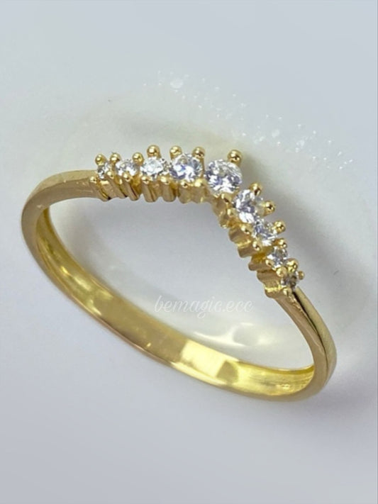 Anillo promesa crown Dorado 💍 Plata 925