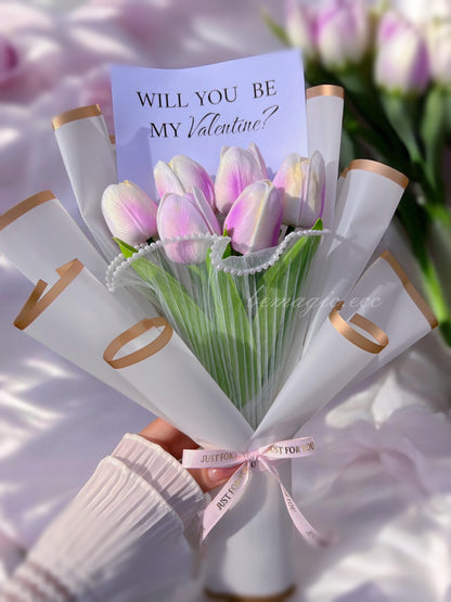 Ramo de 5 tulipanes eternos con luces led 🌷💕