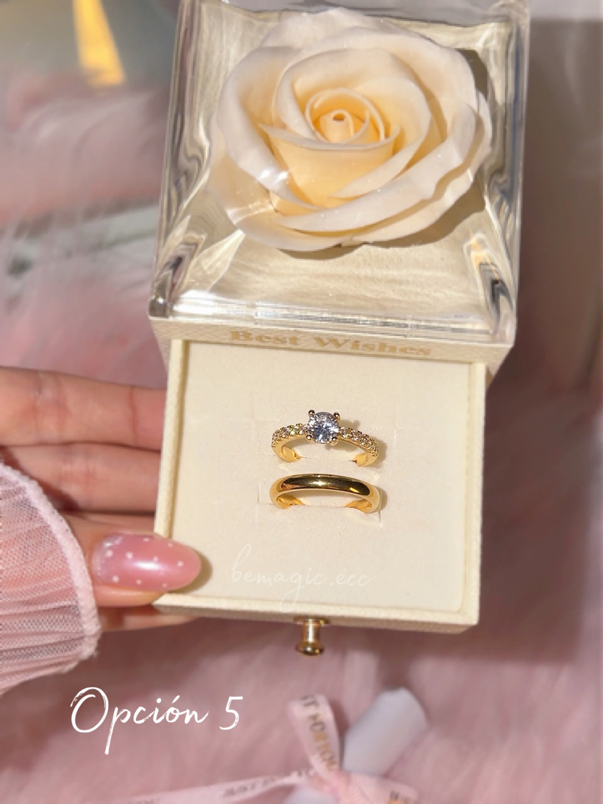 Anillos promesa + cofre flor eterna 💍🤍