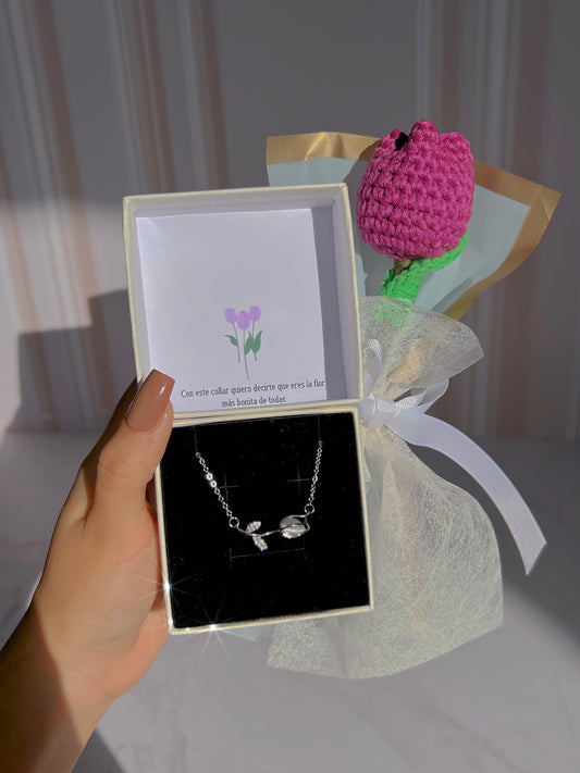 Tulip set 🤍🌷 (collar y tulipán eterno)