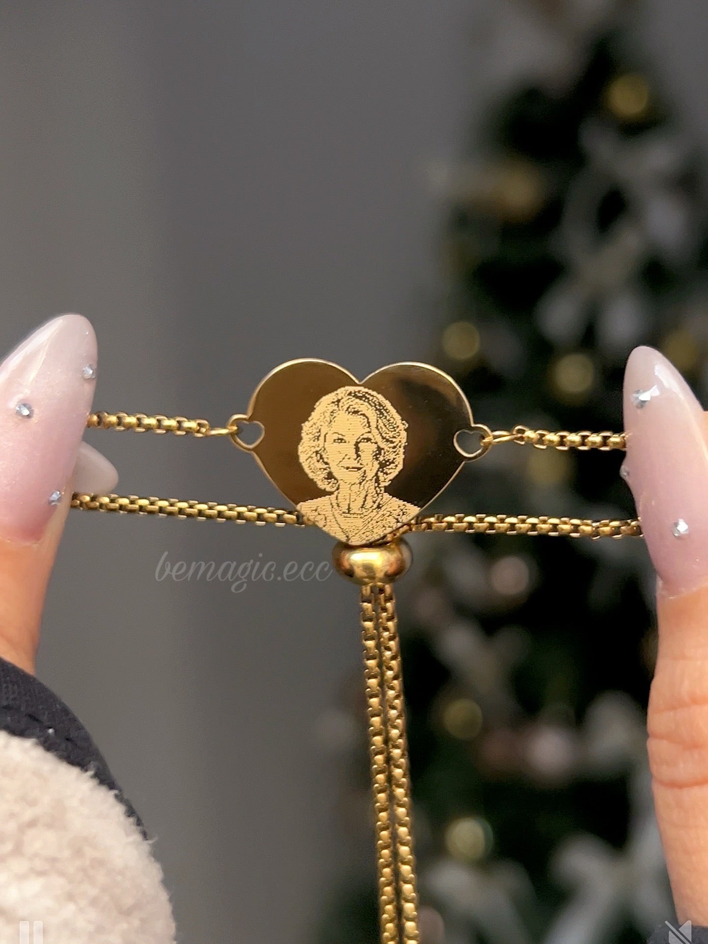 Brazalete fotograbado corazón Detalle Navidad 🎀🎄- ENVÍO GRATIS