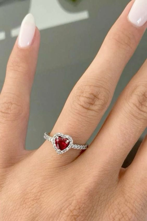Anillo promesa Heart Red  ajustable