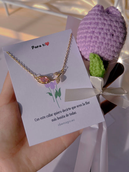Pink Tulip set 🤍🌷 (collar y tulipán eterno)