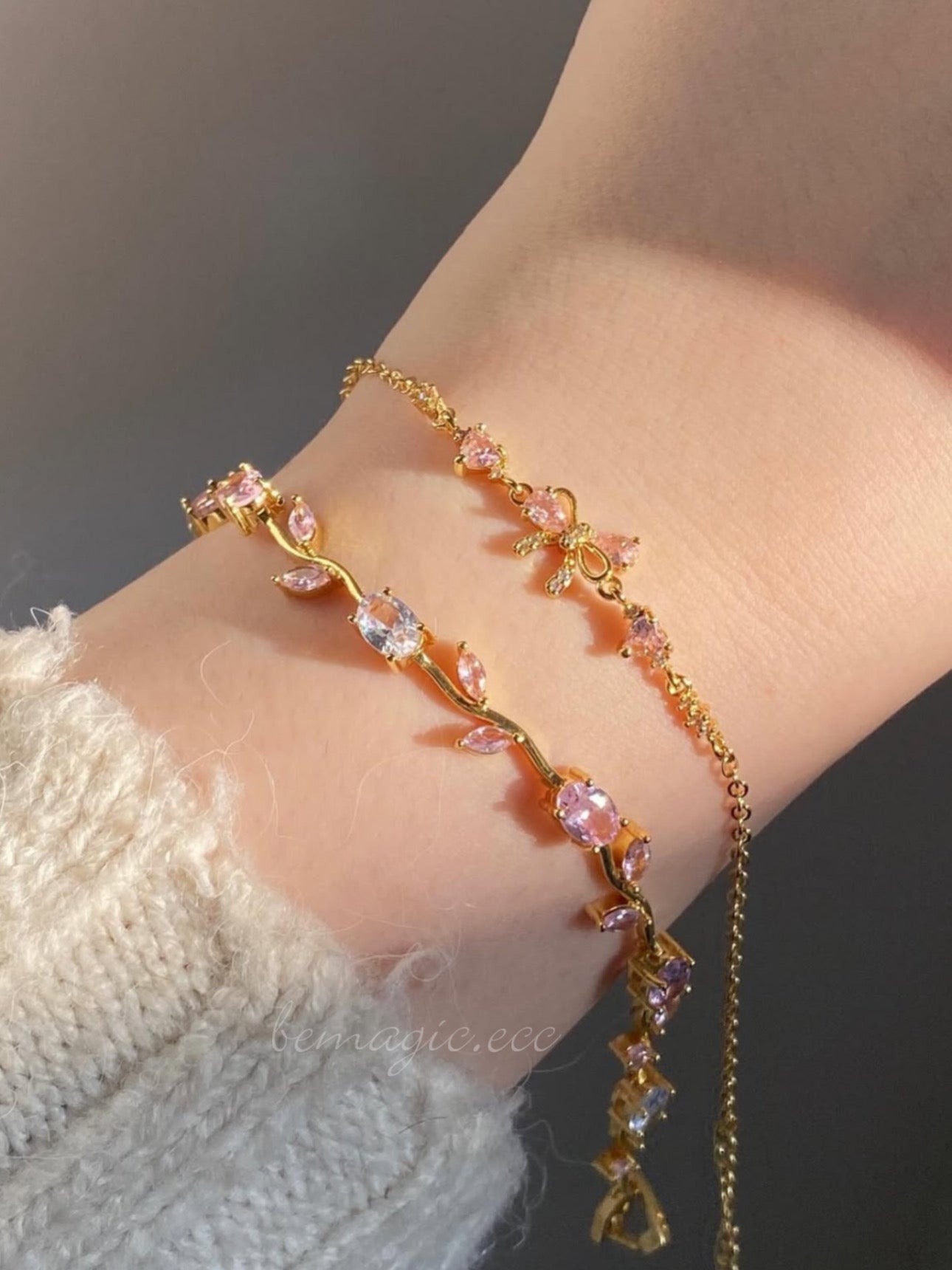 Dúo Brazaletes Lazo y tulipanes 🎀🌷